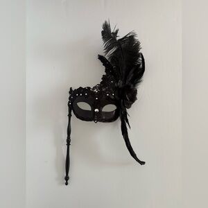 VTG Venetian Marie Antoinette Masquerade Ball Mask Black Floral Glitter Lace New